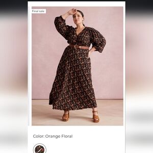 Lane bryant, sz 14, Floral Brown Maxi Dress